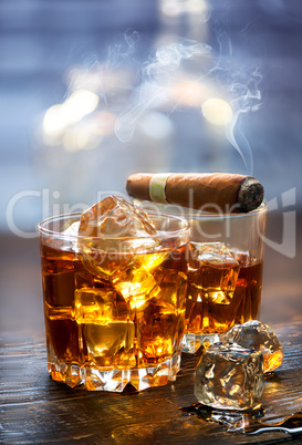 Whiskey and cigar