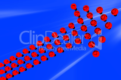 Arrow of light bulbs, 3d illustration