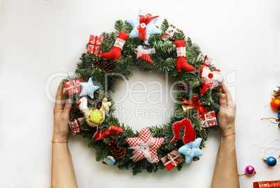 Christmas wreath.  New Year. Christmas holiday.