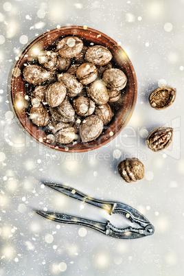 Christmas, New Year. Walnuts.