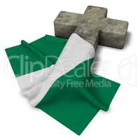 christliches kreuz und flagge von nigeria