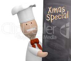 Chef with chalkboard, Christmas special