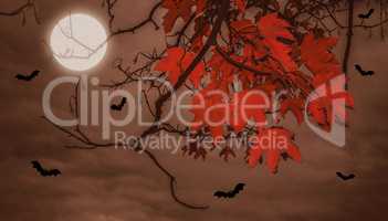 Halloween landscape with moon