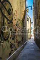 Narrow alley in Venice, Italy.