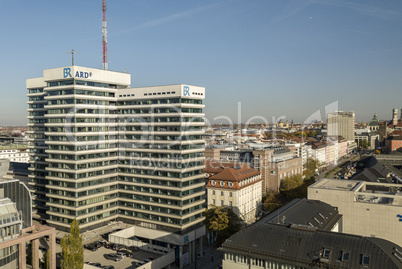 Munich,Germany 17/10/2017: Headquarters of the public broadcaster ARD/Bayerische Rundfunk in Munich