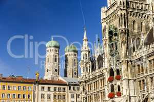 Marienkirche and Townhall Square in Munich, Germany