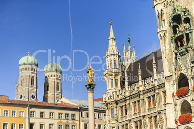 Marienkirche and Townhall Square in Munich, Germany