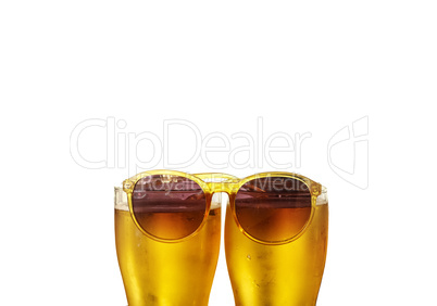 Beer in glasses, isolated image on white background