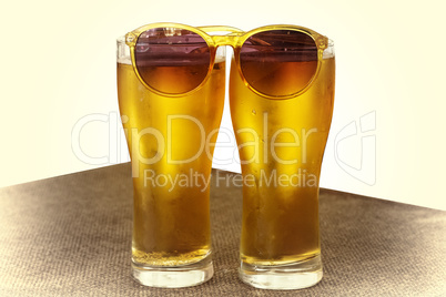 Beer in glasses, isolated image on white background