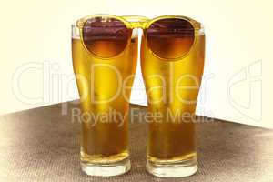 Beer in glasses, isolated image on white background