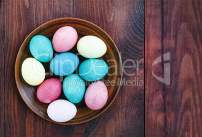 Easter. Easter eggs. wooden background