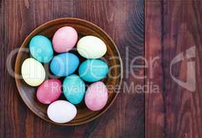 Easter. Easter eggs. wooden background