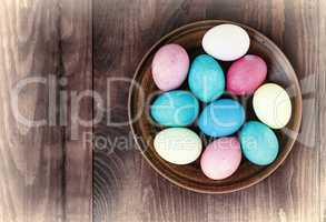 Easter. Easter eggs. wooden background