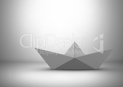 Paper boat in room