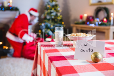 Breakfast for Santa kept on table