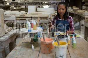 Portrait of girl painting bowl