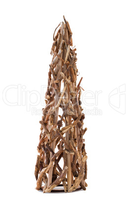 Christmas tree made from wooden sticks