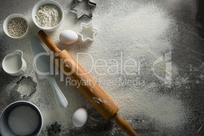 Gingerbread cookies ingredients on a table