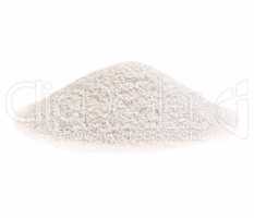 Pile of a white sand on white background.