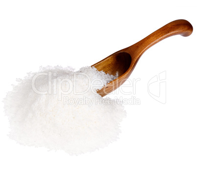 in the wooden spoon, isolated on white background.