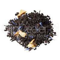 Black tea isolated on white.