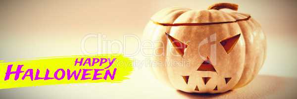 Composite image of digital image of happy halloween text