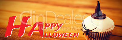 Composite image of graphic image of happy halloween text