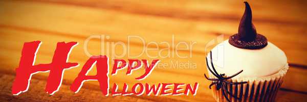 Composite image of graphic image of happy halloween text