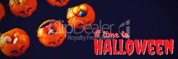 Composite image of digital composite image of time to halloween text