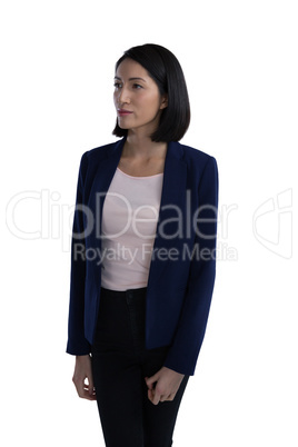 Businesswoman against white background