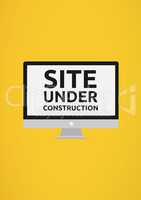 Website under construction text against yellow background