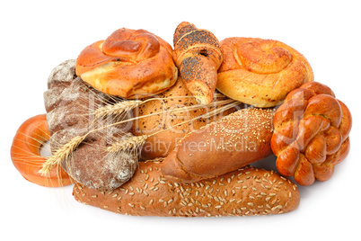 bread and bakery products isolated on white