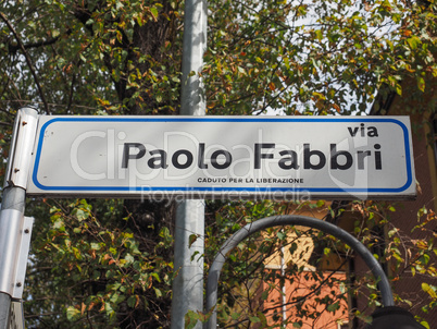 Via Paolo Fabbri street sign