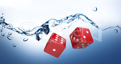 Composite image of graphic image of 3d red dice