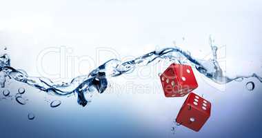 Composite image of digital composite image of red dice