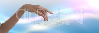 Hand pointing and limp with bright background