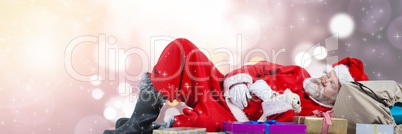 Santa with Winter landscape and gifts