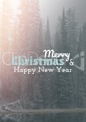 Unamerry Christmas and happy new year text on snow backgroundtitled 1