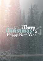 Unamerry Christmas and happy new year text on snow backgroundtitled 1