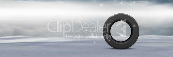 Tyre in Winter snow landscape