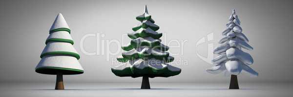 Christmas trees with grey background