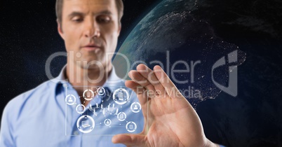 man holding glass interface