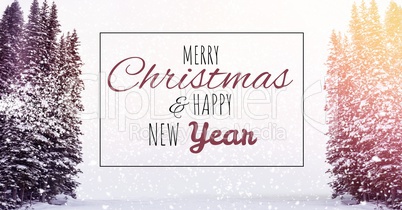 merry Christmas and happy new year text on snow background