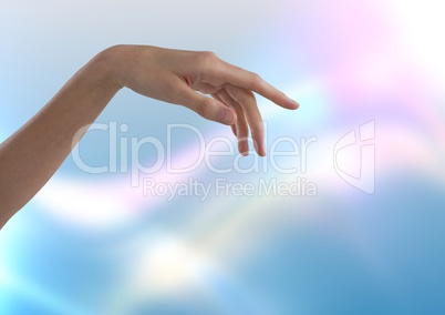 Hand pointing and limp with bright background