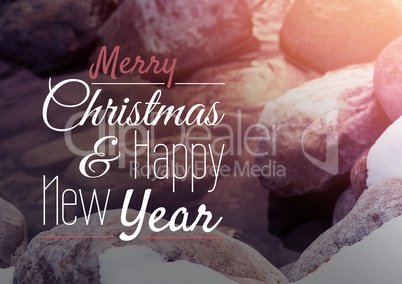 merry Christmas and happy new year text on snow background