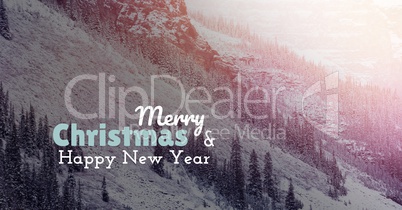 merry Christmas and happy new year text on snow background