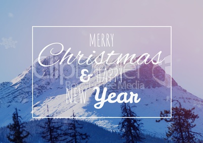 merry Christmas and happy new year text on snow background