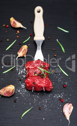 Fresh slices of beef with spices