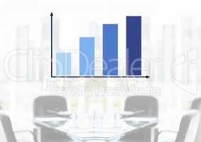 Bar chart with bright office background