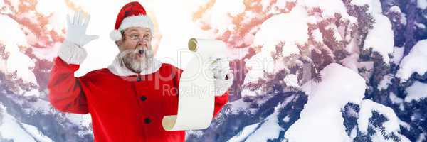 Santa with Winter landscape reading list